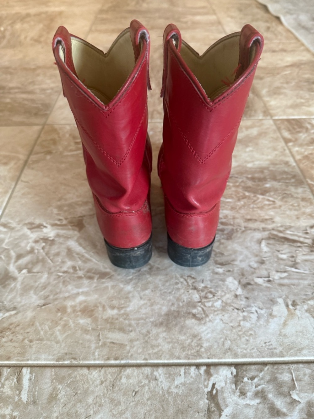 Kids Red Leather Cowboy Boots - Picture 2 of 3